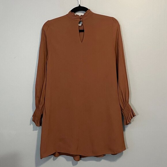 EUC Reformation Jourdan Viscose Victorian Mini Dress Brown Medium - Picture 3 of 9